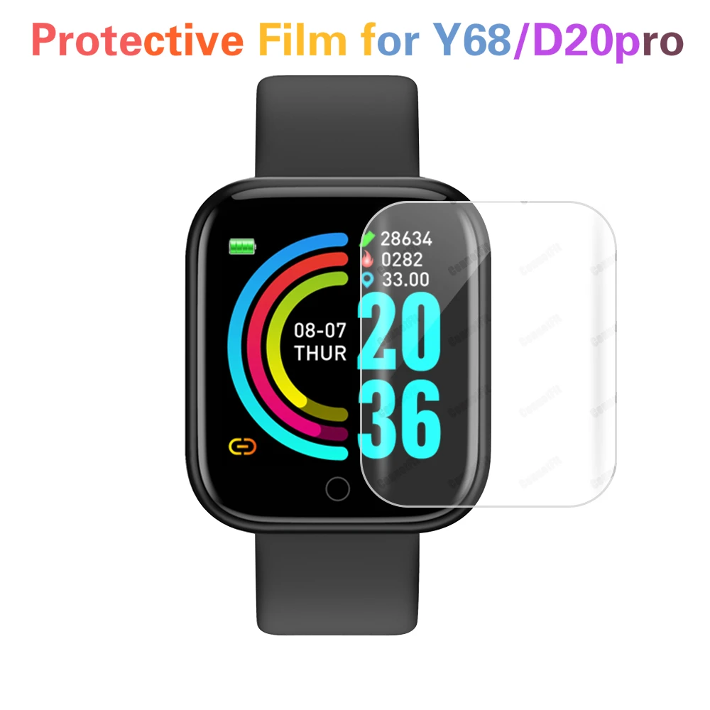 1/2pcs Protective Film for D20 Smart Watches Hydrogel Protection Film Cover Screen Protector for Y68 Smart Bracelet Accessories