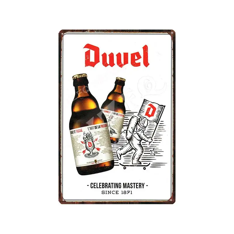 Belgium Beer Duvel Vintage Metal Tin Sign Retro Plates For Wall Bar Pub Art Kitchen Coffee Home Decor 8x12inch Gift DU-9287B