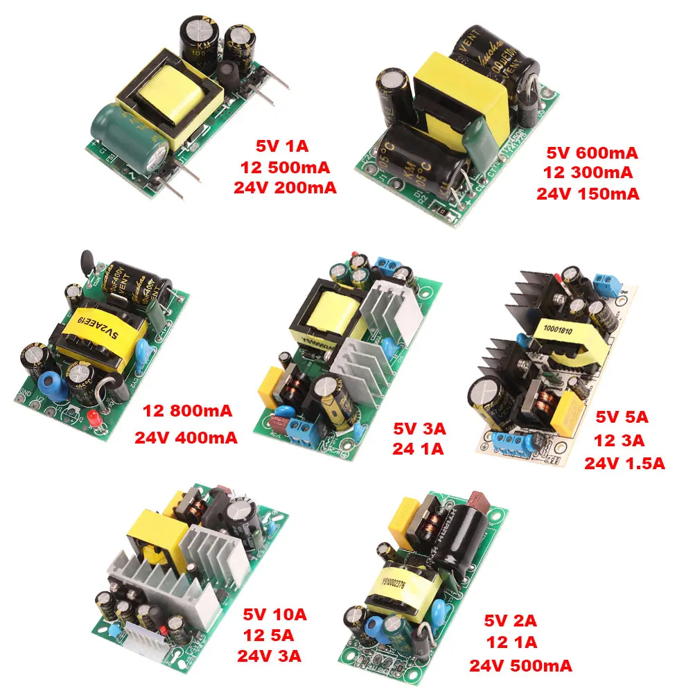 AC-DC 5V 1A/2A 12V 1A/3A 24V 1A/1.5A модуль импульсного источника питания с чистой схемой 220V до 5V 12V 24V плата для замены/ремонта