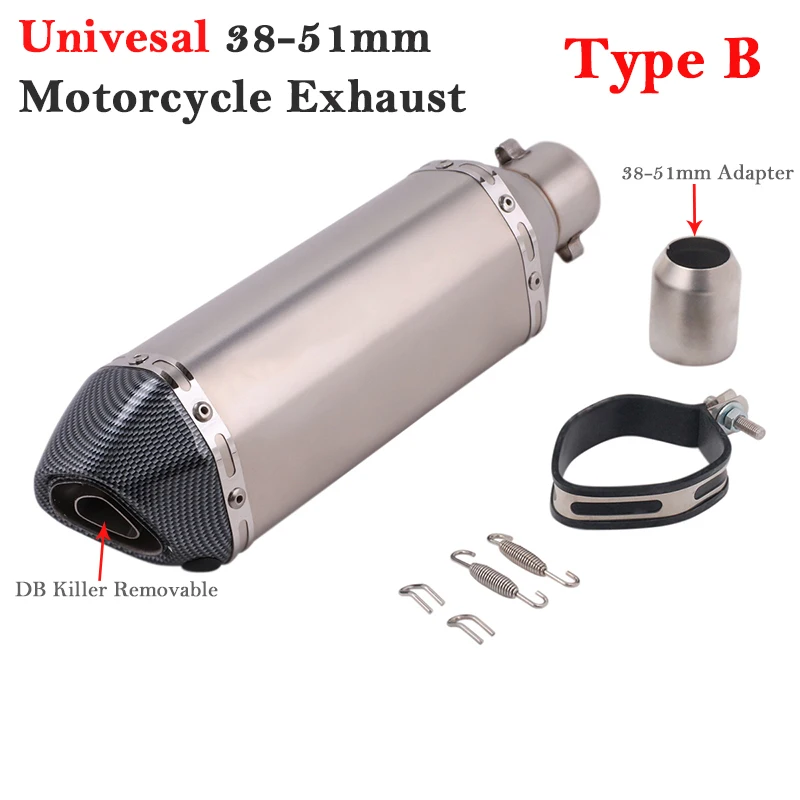 51mm Inlet Motorcycle Motorbike Exhaust Pipe Escape Left & Right Tail Muffler DB Killer For NMAX155 ER6N R15 FZ6 PCX125 MP3 DUKE - view 4