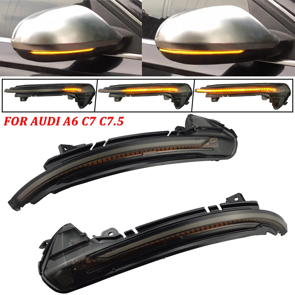 

1 пара автомобильных светодиодных динамических указателей поворота для Audi A6 RS6 4G C7 7.5 2012-2018, индикатор бокового зеркала заднего вида, мигалка