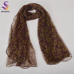BYSIFA| Coffee Green Silk Scarf Hijab Elegant Long Neck Scarves Shawls Spring Fall Brand Accessories Head Scarf Cape 170*100