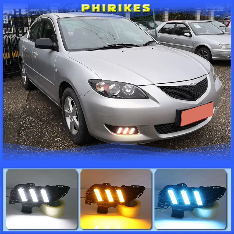 

2 Pcs DRL For Mazda 3 Mazda3 Axela 2006-2009 LED DRL Daytime Running Lights with turn signal Fog light cover