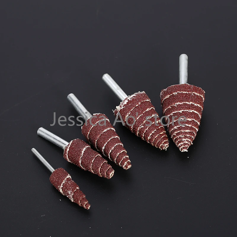 10pcs 10-30mm 80 Grit Coarse Sand Sand Paper Cone Shape Electric Grinding Wheel Polishing Wood Abrasive Cloth Metal Sandpaper