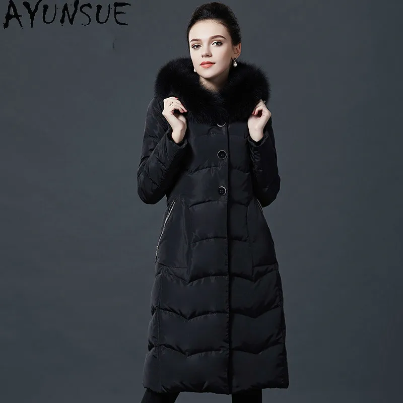 AYUNSUE 2020เสื้อใหม่ผู้หญิงฤดูหนาวลงเสื้อผู้หญิงHooded Big Fur Parkasหนาเสื้อผ้าMujer Chaqueta LXR319