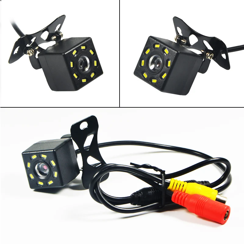 Car Rear View Camera Vehicle Back Up Reverse Cam 8 Led Lights Night Vision Wide Angel Parking Lines Waterproof Universal Cars