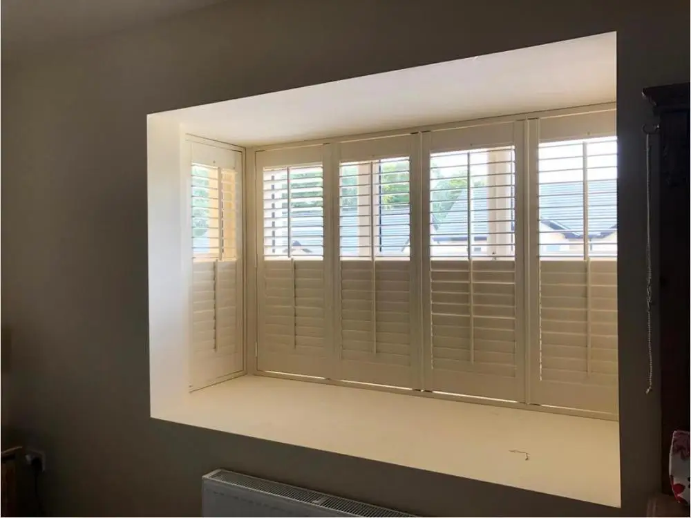 

Custom Basswood Plantation Shutters Wooden Blinds Solid Wood Shutter Louvers PS255