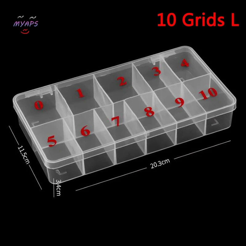 10/11 Fake Nail Art Tips Case Manicure Nail Tool Art Tips Box Storage Case Natural Translucent  Acrylic Plastic Cells False Nail