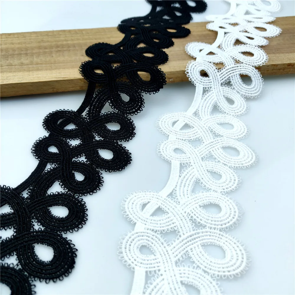 

1 Meter Luxury White and Black Embroidered Lace 6.5CM Width Sewing Lace for Collar Ribbon Trim Women Dress DIY Sewing Supplies