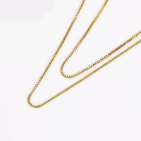 XP Jewelry --(45cm *1 mm) Small Box Chain Necklaces For Women 24 k Pure Gold Color Gobal Sale Jewelry Fashion Lead and Nickel Fr