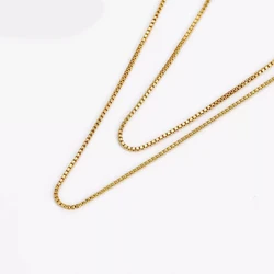 XP Jewelry --(45cm *1 mm) Small Box Chain Necklaces For Women 24 k Pure Gold Color Gobal Sale Jewelry Fashion Lead and Nickel Fr