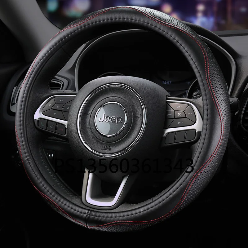 

For Jeep Compass Cherokee Renegade Wrangler leather steering wheel cover