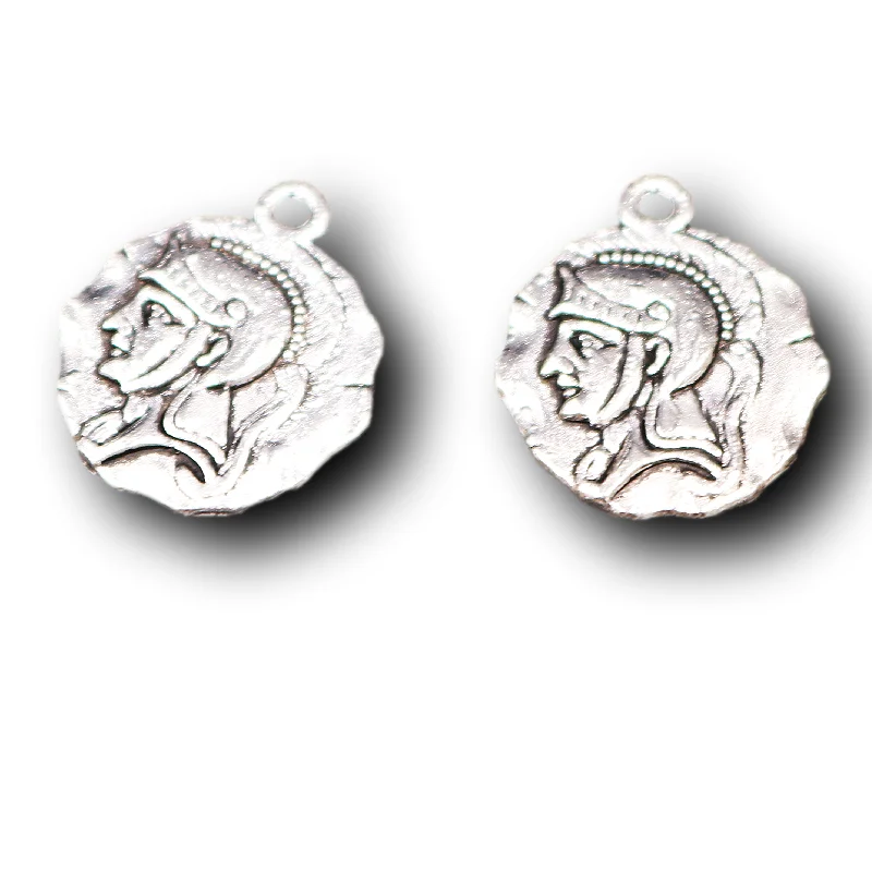 12pcs Silver Plated Roman Warrior Commemorative Coin Pendant Retro Bracelet Metal Accessories DIY Charm Jewelry Craft Making