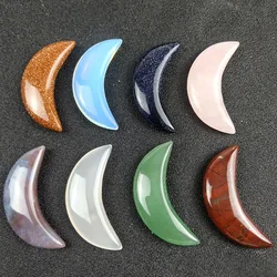 18*38mm 20*50mm Moon Shape Cabochons Natural Semi-precious  Stone  Rose Quartz Aventurine Agate DIY for Jewelry Making