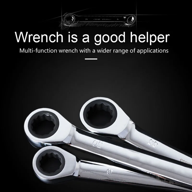 1 Piece Full-Polish Ratcheting Wrench Double Box Design with 72-Tooth Gear and Off-Corner Loading