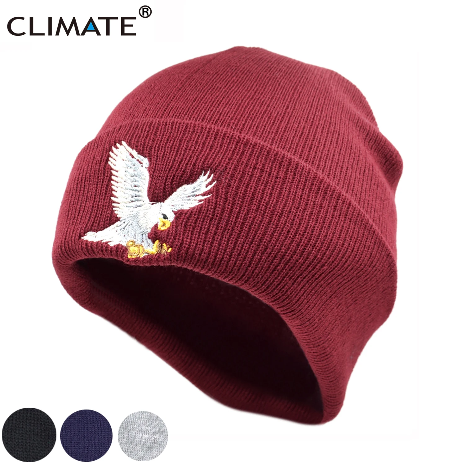 CLIMATE Eagle Beanie Hat Men Women Winter Warm Beanie Hat Warm Winter Soft Knitted Beanies Hat Cap for Adult Men Women