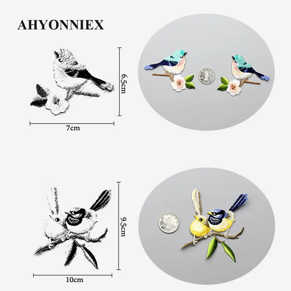AHYONNIEX Hohe Qualität Vogel Patch Stickerei Aufkleber Eisen auf Patches für kleidung applique stickerei DIY Kleidung Zubehör – Detail 2