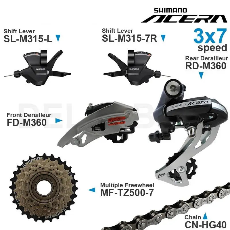 SHIMANO ALTUS ACERA 3x7 Speed Groupset include M315 Shifters M310 M360 Front/Rear Derailleur MF-TZ500 Cassette Sprocket Chain