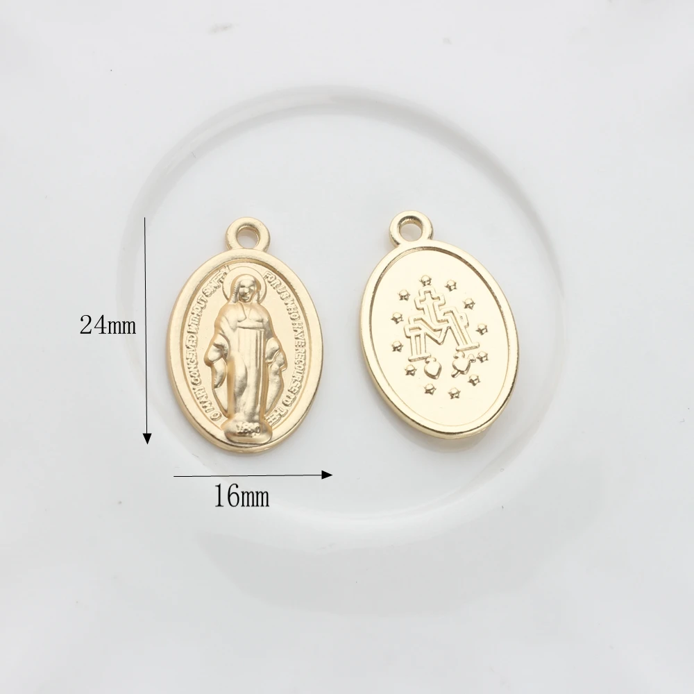 Zinc Alloy Charms  Oval Coin Virgin Mary Charms Pendant For DIY Fashion Necklace Jewelry Bracelet Making Accessories