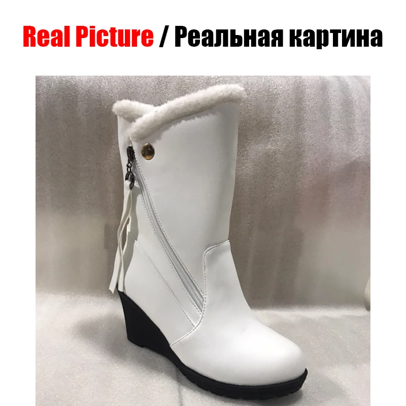 DoraTasia New Plus Size 30-52 Comfort Wedges Booties Ladies Winter Warm Ankle Snow Boots Women 2019 Fashion High Shoes Woman