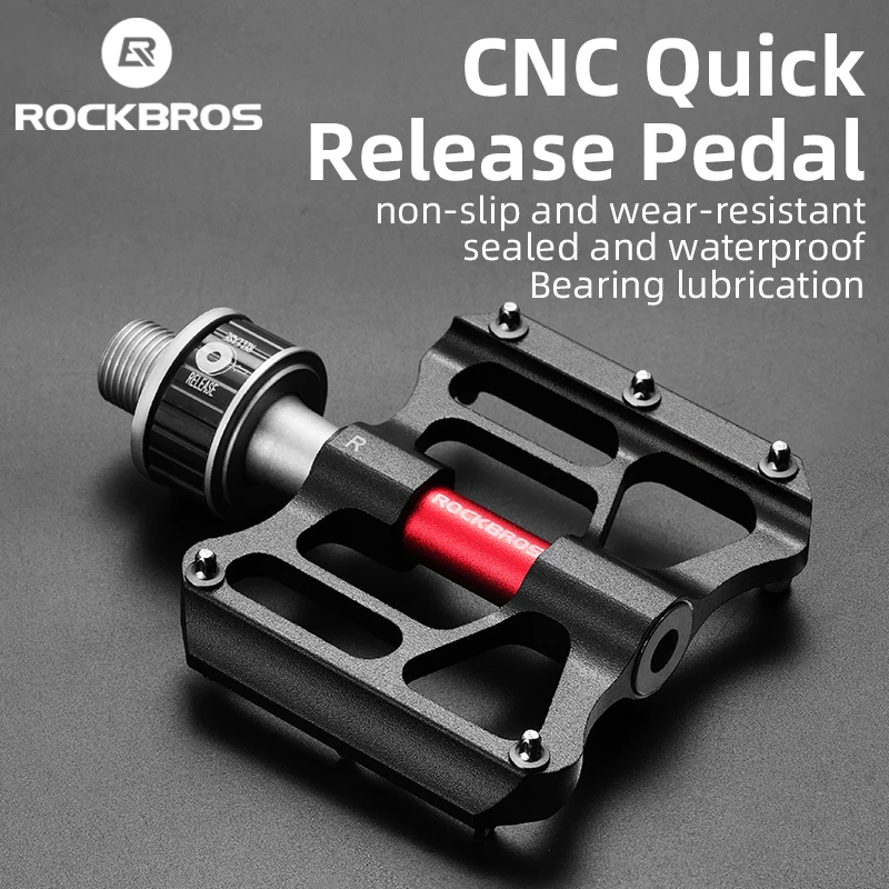 ROCKBROS Bicycle Pedals Rainproof CNC Quick Release Seal Bearing Dustcover Widen Aluminum Alloy Cycling Pedals Bike Accessories