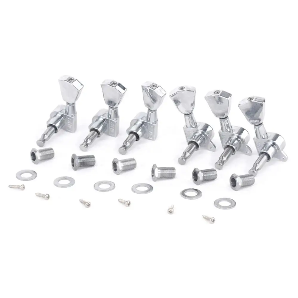 Musiclily Pro 3x3 Sealed Guitar Tuners Tuning Pegs Keys Machine Heads Set for Les Paul Style Guitar, Tulip Button Chrome