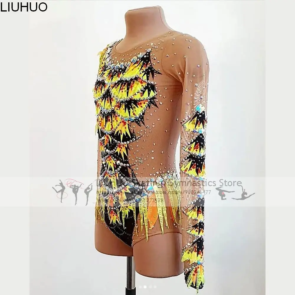 LIUHUO Ice Figure Skating Dress Girls Rhythmic Gymnastics Leotards Women Teens Stretchy Spandex Competition Wholesale