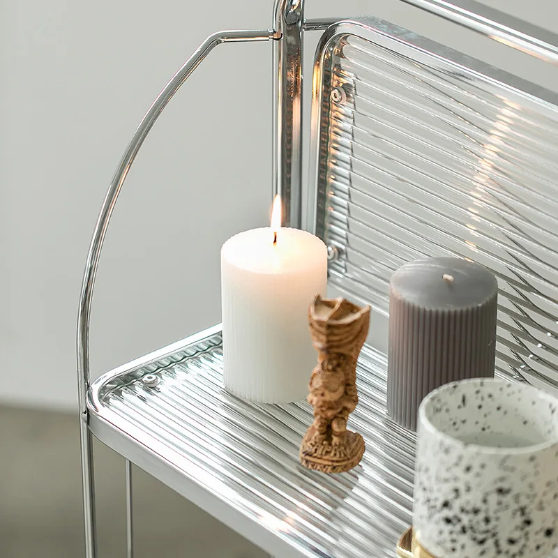 Kitchen Glass Shelf Floor Trolley Storage Trolley Trolley Storage Cabinet Multifunctional Rotating Storage Rack Foldable