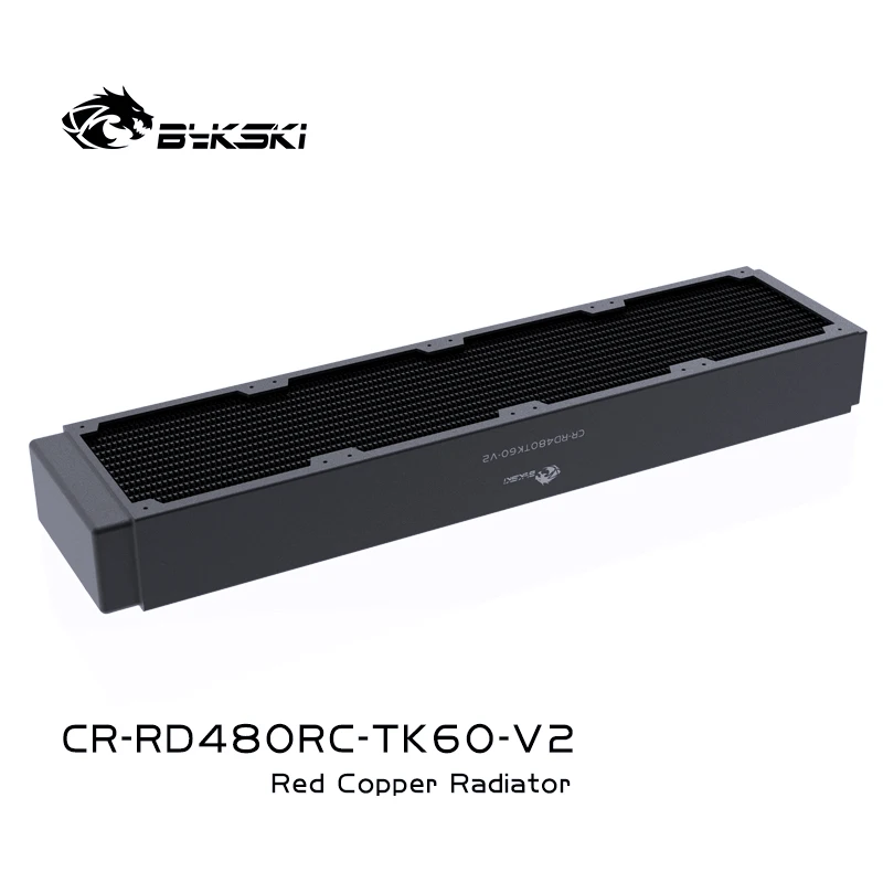 Bykski Radiator 480 60mm, Red Copper/ 3 Layers 14 FPI / 120mm Fan Computer Water Cooling Liquild Cooler Row, CR-RD480RC-TK60-V2