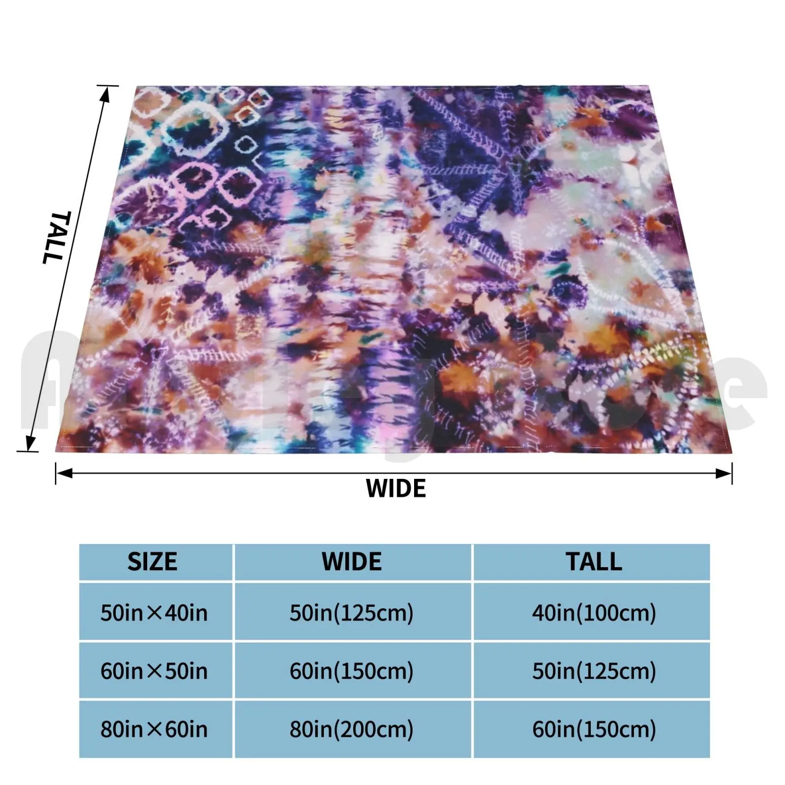 Tie-Dye Shibori Seascapes Blanket Fashion Custom Tie Dye Rainbow Acid Swirl Twirl Rollercoaster Merry Go