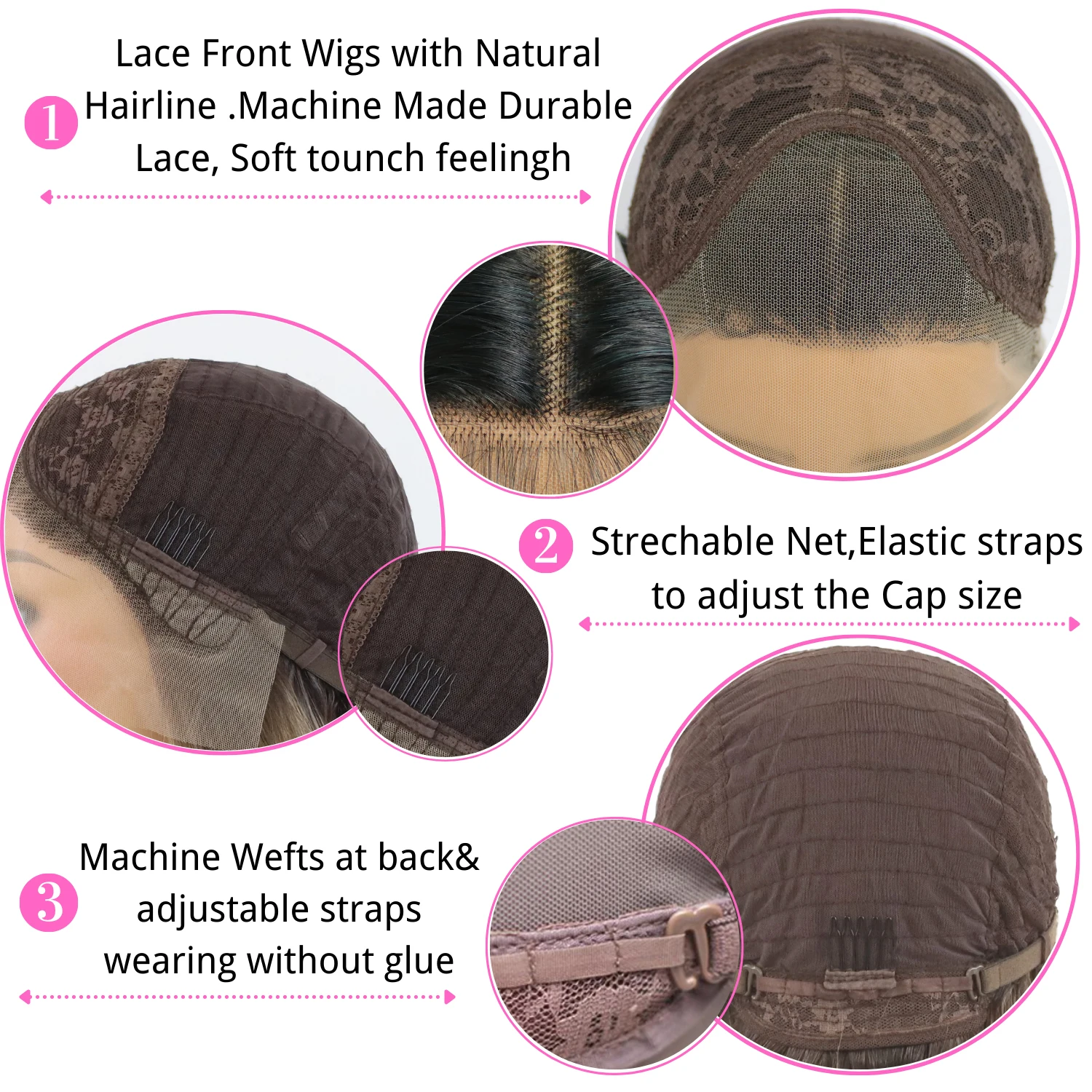 Brown 13*4 Lace Front Wigs Dark hair root With Natural Hairline Synthetic Wig Daily Use Wigs Heat Resistant Fiber for Women