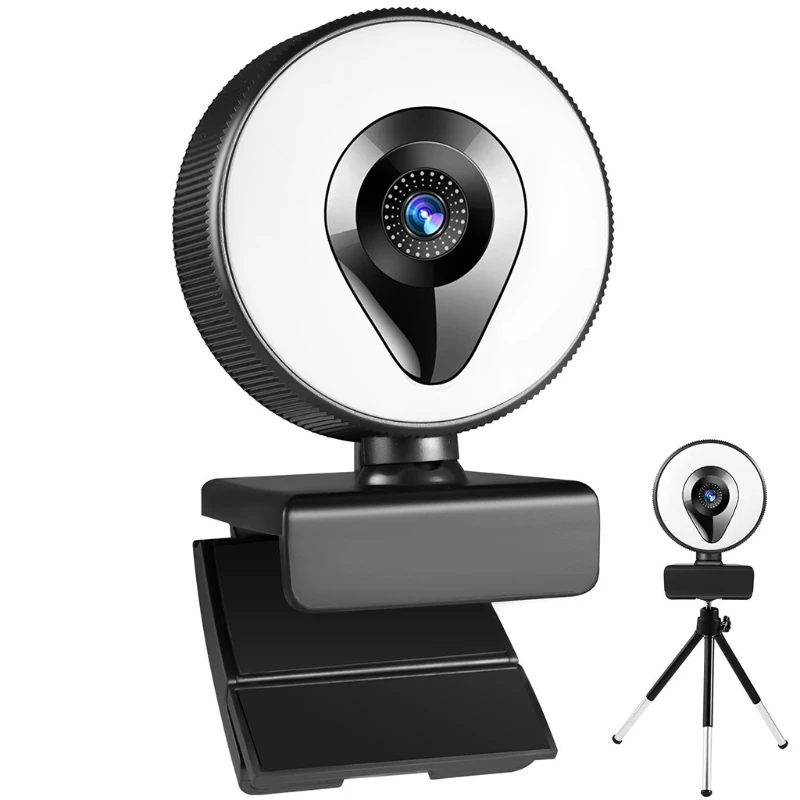 

1080P 4K 2K Autofocus High-definition Beauty Camera Led Light Computer Camera Stereo Double Mic 360° Rotate 60FPS