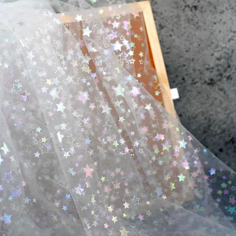 50X150cm Stars Net Gauze Fabric Material Sequins Starry Sky Veil Photo Curtain Background Decoration Cloth Lace Sequined Gauze