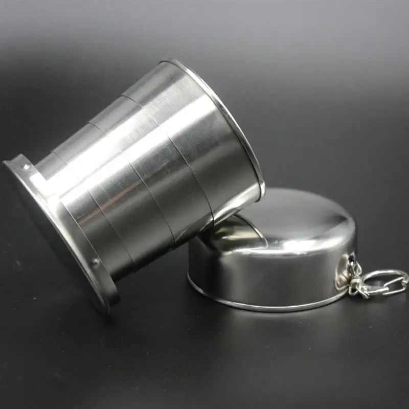 2/3/5 Portable Retractable Cup Stainless Steel Collapsible Outdoor Camping Metal Mug 75ml 150ml 250ml