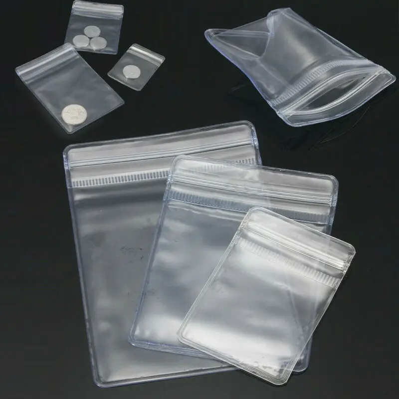 100pcs Thick Grip Resealable Zip Lock Bags Self Seal Clear Plastic Poly Bag