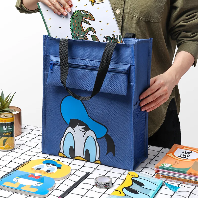 Disney-Bolsa de tutorización de Mickey para niños, Bolsa Escolar de arte para estudiantes, portátil, A4, papelería de archivo, bolsa de libros,