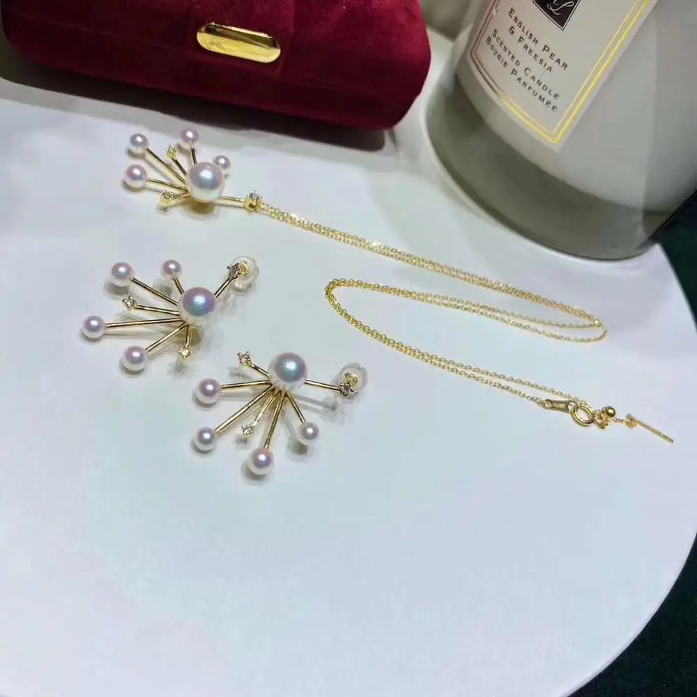 

New Arrival HOT 925 Sterling Silver Necklace and Earrings Set Mountings Findings Jewelry Set Parts Fittings for Pearls Beads