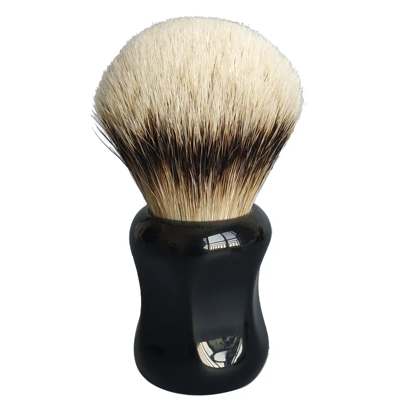 Dscosmetic soft silvertip badger hair shaving brush with black resin handle