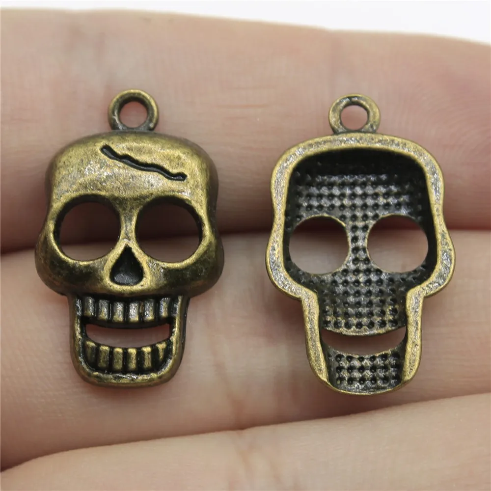 

80pcs 23x12mm Skull Charm For Jewelry Making Antique Bronze Color Pendant Charm Jewelry Accessories