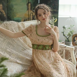 Summer Women Vintage Elegant Floral Embroidery Fashionable Midi Casual Sequins Mori Girl Sweet Long Dress Sundress