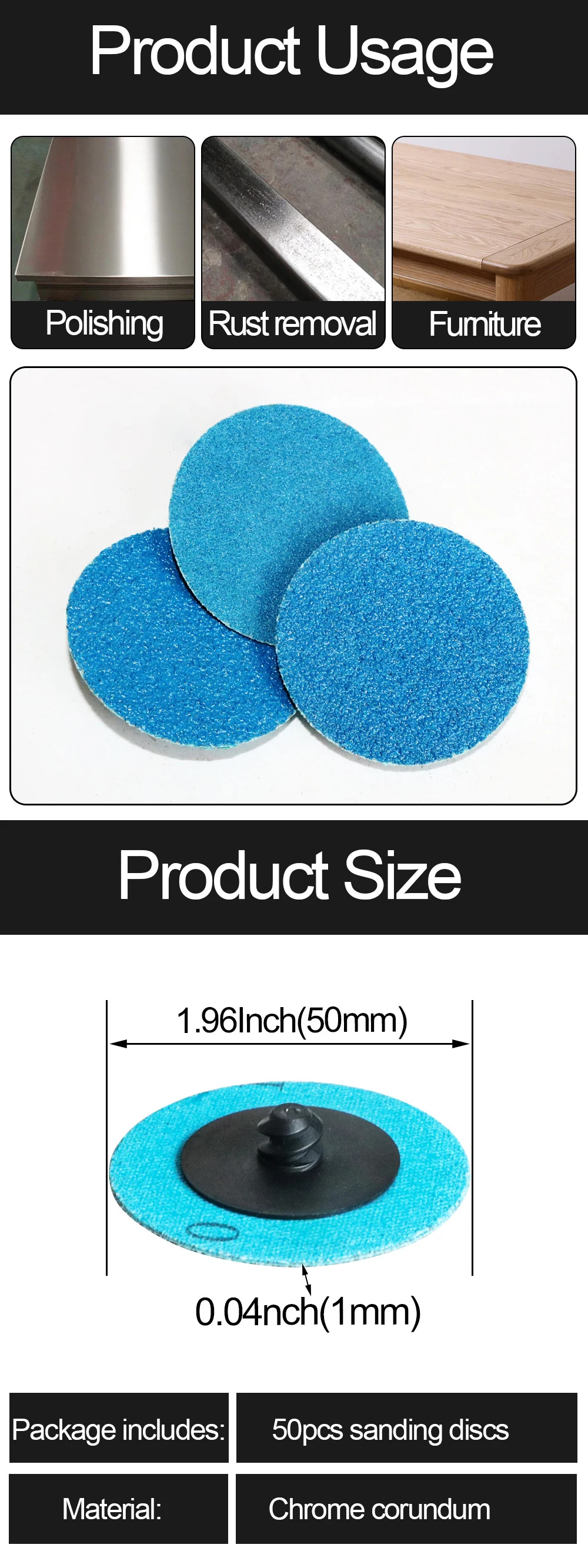 50 Stück 2 Zoll Schnellwechsel-Schleifscheiben 50 mm Schleifer Schleifpapier Polierscheiben – Detail 2