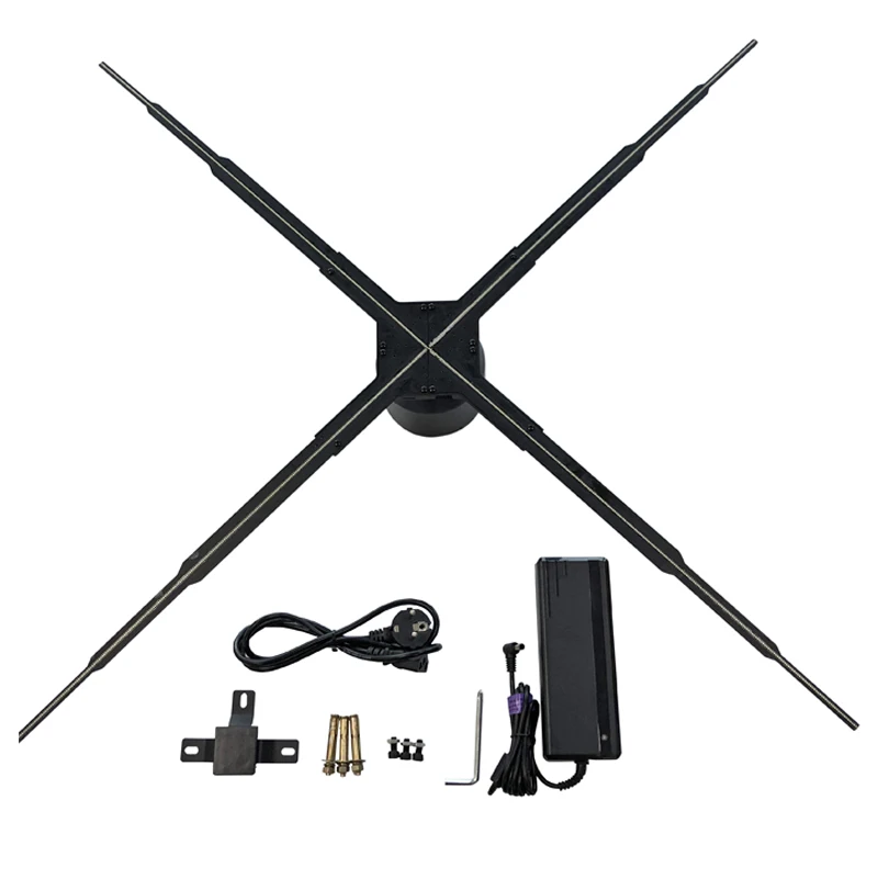 New Release 100cm Wifi App Bluetooth Remote Contrl via App 1024 pcs leds LED Projector 3d Hologram Advertising Light Lamp fan