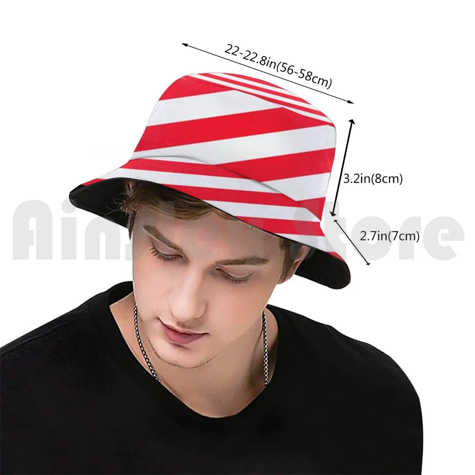 Red And White Angled Stripes Bucket Hat Adult kid baby Beach Sun Hats Gunners London Retro Classic Gooners England Football