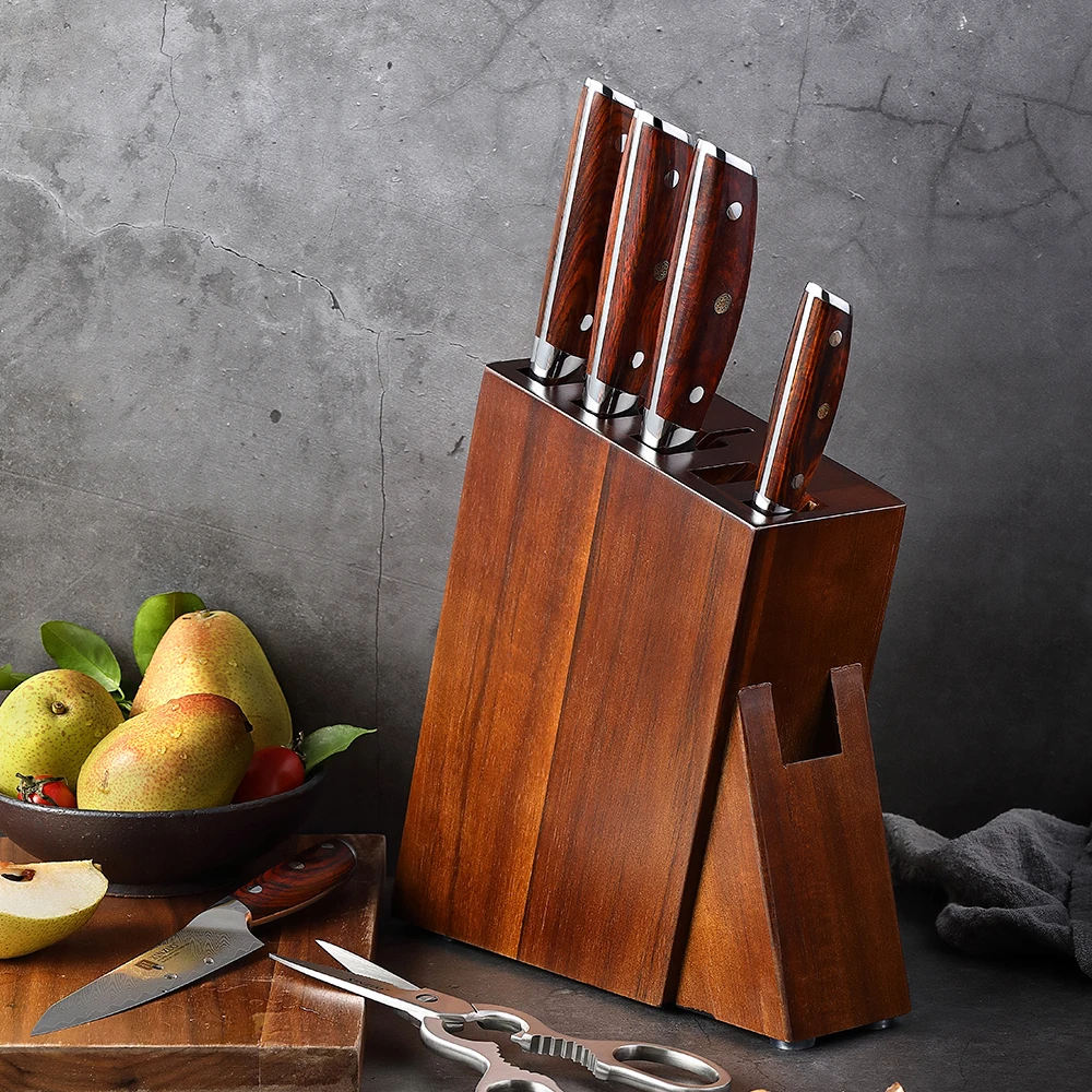 XINZUO Wood Kitchen Knife Holder Multifunctional Storage Rack Tool Holde Knife Block Stand Kitchen Accessories