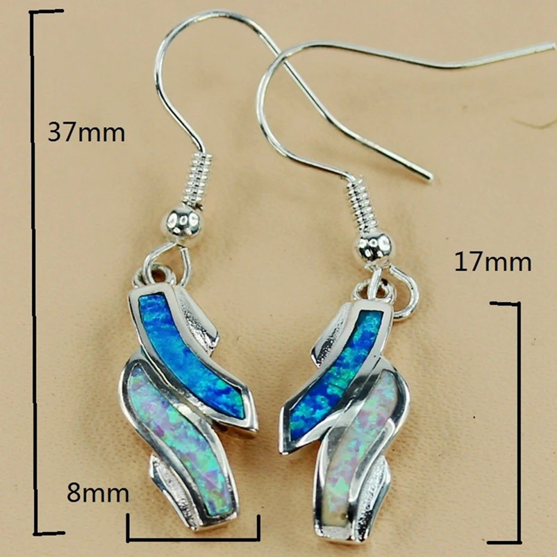SHUNXUNZE Rock Luxury Engagement Wedding Earrings For women's clothing accessories pink white blue mix opal Rhodium Plated R3587