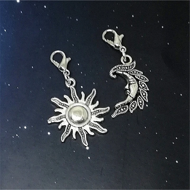 4 Pcs Moon and Sun Clip on Charm for  DIY Jewelry Moon charms and Sun Charms