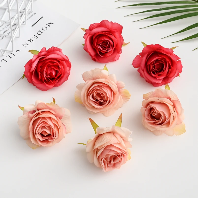20/40pcs Artificial Flowers Cheap Silk Rose Head Home Room Wedding Decora Christmas DIY Gift Scrapbook Craft Supplies Fake Plant