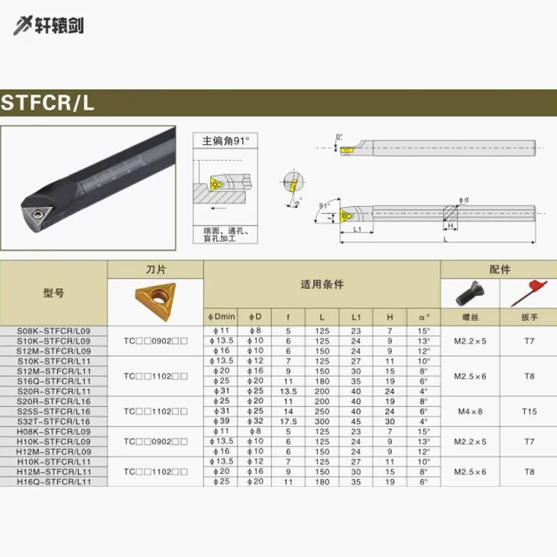 1PC S08K STFCR09 S10K STFCL09 STFCR11 Turning Tool Holder Chuck Carbide Drill Pipe