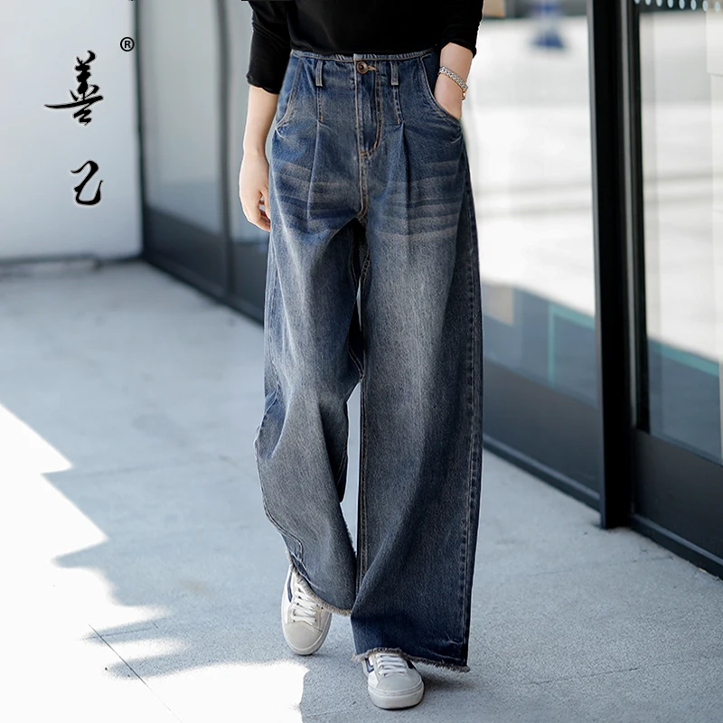 Tiihailey – pantalon Long en Denim pour femme, Jeans à jambes larges, taille 26 à 34, broderie d'automne, haute qualité, livraison gratuite, nouvelle collection 2021