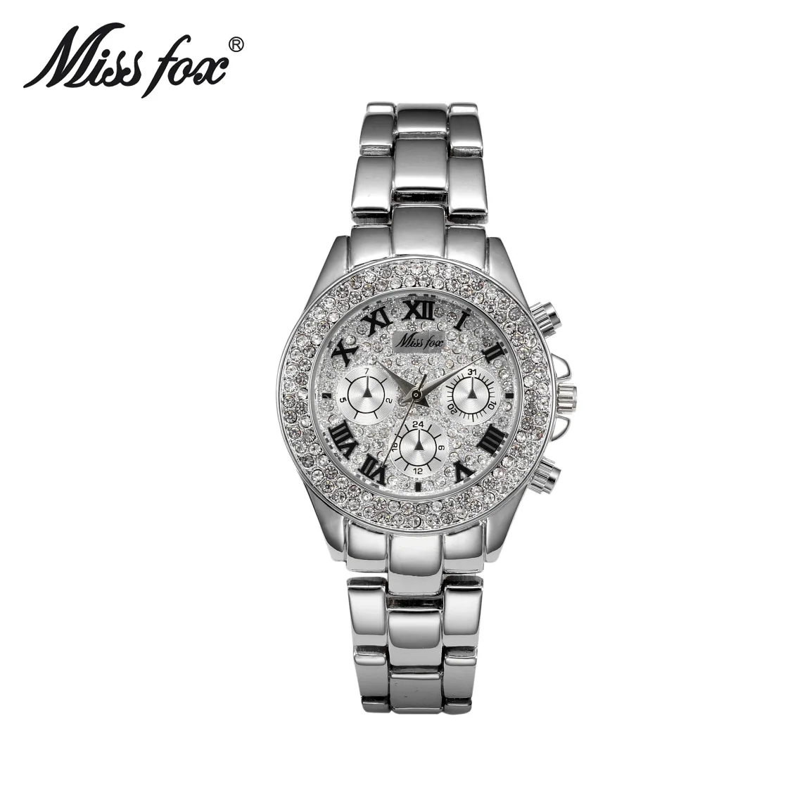 MISSFOX – montre-bracelet à Quartz pour femmes, montre de luxe avec faux chronographe et chiffres romains, en or 18K, à la mode